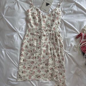 Showpo pink floral mini dress